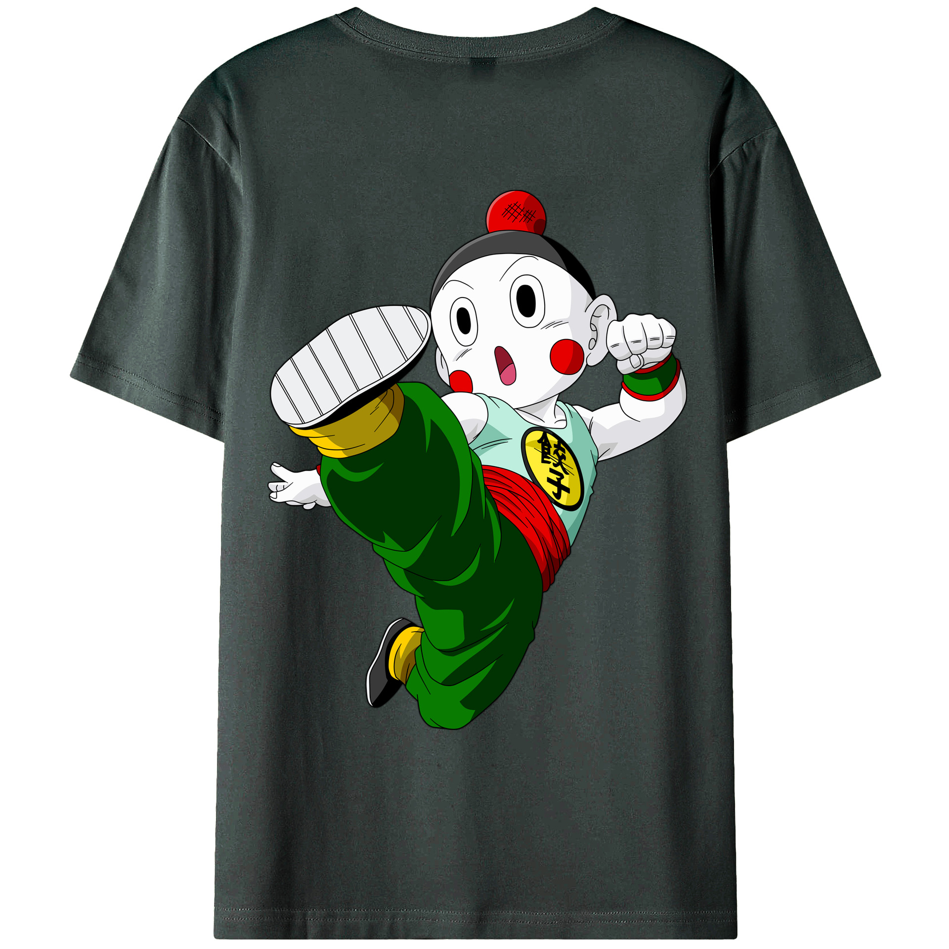 （画像用） ドラゴンボール 餃子（チャオズ）DRAGON BALL Chaoz 綿100％ メンズ半袖Tシャツ（バックプリント） 通気性